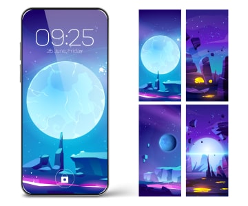 screen illustration moon on phone